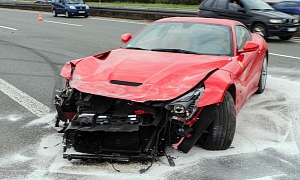 Ferrari F12 Berlinetta Crashed on German Autobahn