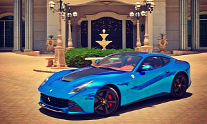 Ferrari F12 Berlinetta Gets Blue Chrome Wrap in Saudi Arabia