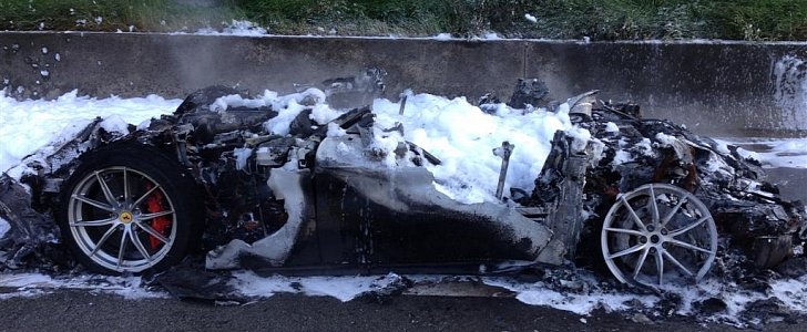 Ferrari F12 TDF Burns To a Crisp on German Autobahn