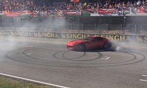 Ferrari F12tdf Fries Some Donuts with Raikkonen at the Wheel at Mugello