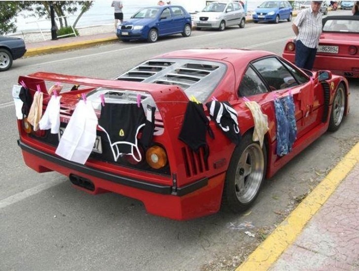 Ferrari F40 Used for Hanging Laundry Out to Dry