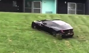 Ferrari FF Drifting On a Lawn Looks Like a Toy Car