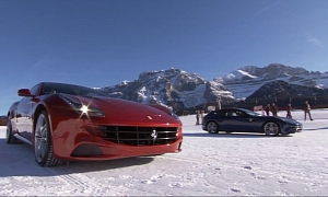 Ferrari Formula One Drivers Take FF Slalom Skiing