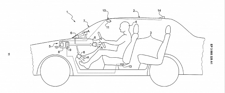 Patent drawing detailing Ferrari's intelligent air conditioning system