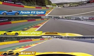 Ferrari LaFerrari, Porsche 918 Spyder and McLaren P1 Racing on Spa: Awesome Comparison