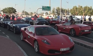 Ferrari Parade Drinks Petrol to UAE's 40th National Day