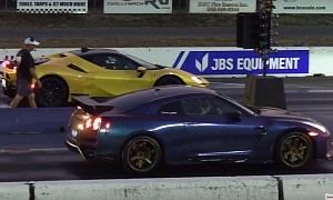 Ferrari SF90 and Nissan GT-R Meet Up in the New World for a Drag Race