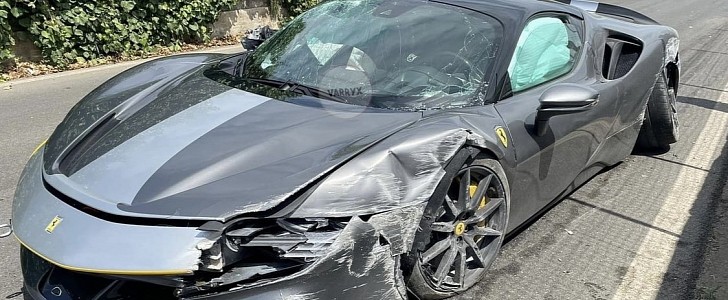 Ferrari SF90 Stradale crashes in Italy