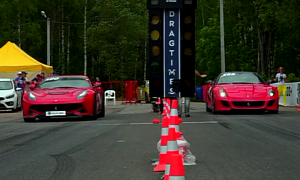 Ferrari Showdown: F12 Berlinetta Takes on 599 GTO on the Drag Strip