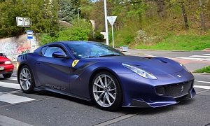 Ferrari Tailor Made F12 TDF Dressed in Blu Opaco Has Strong Matte Shine