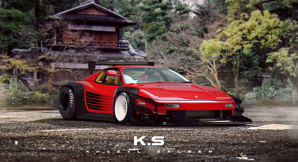 ferrari testarossa gets time attack aero and troublesome wing in trolling render 109152_1