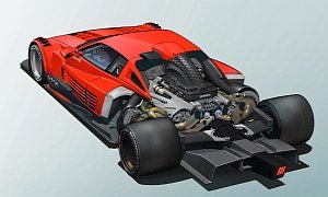 Ferrari Testarossa "Half Body" Looks Like an F1 Car, Engine Compartment Exposed