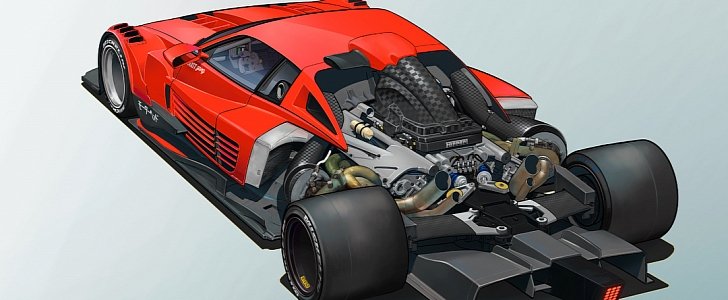 Ferrari Testarossa "Half Body" rendering