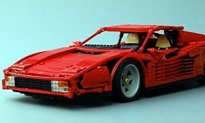 Ferrari Testarossa "LEGO Vice" Looks Amazing, Manual Gearbox Works