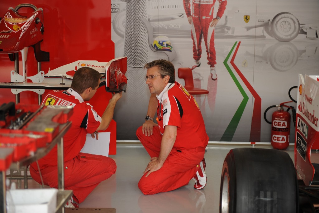 Pat Fry in the Ferrari garage