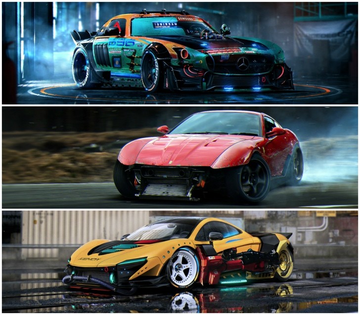 Supercars Rendered as Apocalyptic Machines