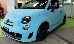 Fiat 500 Abarth Wrapped in Blue Velvet Looks Like a Smurf