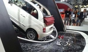 Fiat 500 Crashes Through Glass Display at Sao Paulo Auto Show