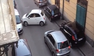 Fiat 500 Driver Turns Italian Street into Hollywood Drama