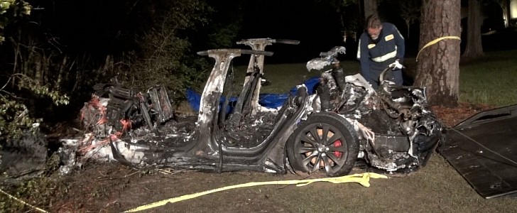 Fiery Tesla Crash in Texas