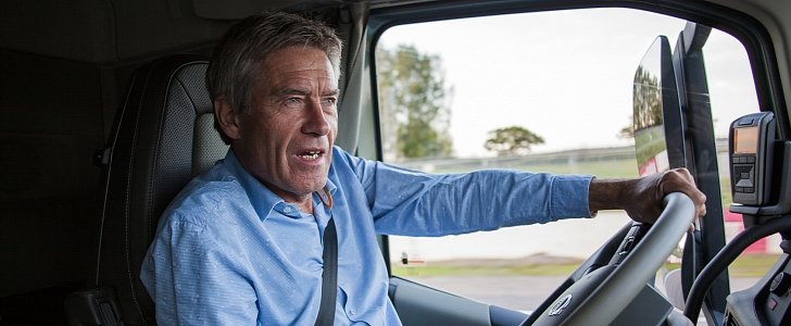 Tiff Needell driving a Volvo FH truck