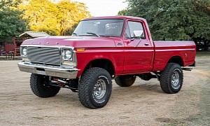 Fire Engine Red 1979 Ford F-150 Custom 4x4 Shows Off 35” Tires, 6” Lift Kit