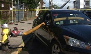 Firefighters Smash Windows on Car Parked in Front of Fire Hydrant