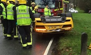 First 2016 Audi R8 V10 Plus Involved in Major Crash Gets Flipped Over in Britain