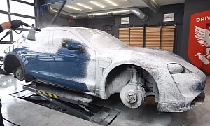 First 2022 Porsche Taycan Cross Turismo Delivered in the U.S. Gets Its First Wash
