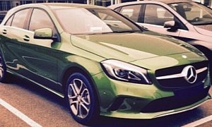 First Photo of 2015 Mercedes A-Class Facelift: new Green Paint, Different Air Vents