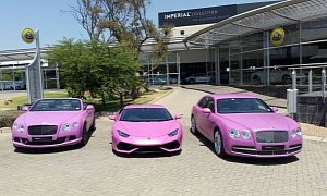 First Pink Lamborghini Huracan Fights Breast Cancer Aided by 2 Bentleys