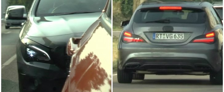First Spy Video of Mercedes CLA Shooting Brake Facelift Reveals LED Headlights