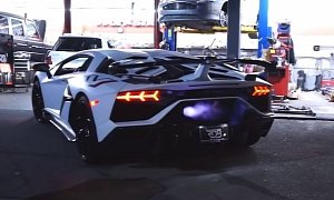 First Tuned Lamborghini Aventador SVJ Shots Flames with Decatted Exhaust