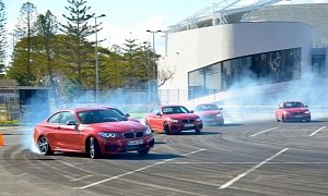 Five BMW M235i Drift Simultaneously in Cape Town, Filming Commercial
