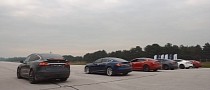 Five Tesla Model S Fight for Drag Glory, Lonely Model X Also Vies for the Crown