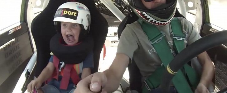 Kid's reaction to his father's drifting