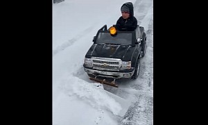 Five-Year-Old Plowing Snow in Toy Silverado Is Cuteness Level One Gazillion