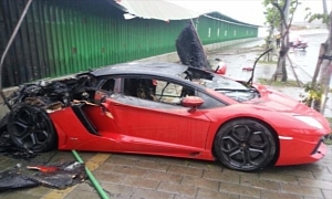 Flaming Lamborghini Aventador in Taiwan