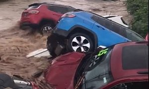 Flash Flood in New Jersey Sends Dealership Jeeps Floating Down The River