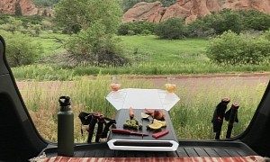 Floating Tail Table Makes Eating on the Road Easier, Folds to Save Space