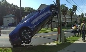 Florida Man Has One Too Many Drinks, Drives Mustang up Power Pole, Says "Yeah, It Sucks"