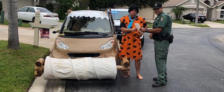 Fred Flintstone is pulled over for speeding in Florida