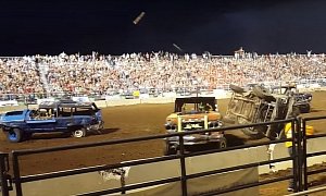 Flying Driveshaft Injures Three After It Leaves A Demolition Derby Truck