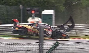 Flying Lamborghini Huracan Super Trofeo Strips in Violent Spa 24H Crash