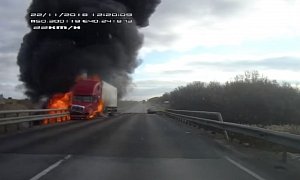 Flying Tire Causes 2 Collisions, Explosion of Semi Truck in Russia