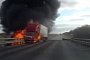 Flying Tire Causes 2 Collisions, Explosion of Semi Truck in Russia