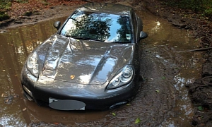 Footballer Gets Porsche Panamera Stuck in Muddy Woods By Blindly Following Navigation