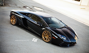 For Your Viewing Delight: Black Aventador on Gold Wheels