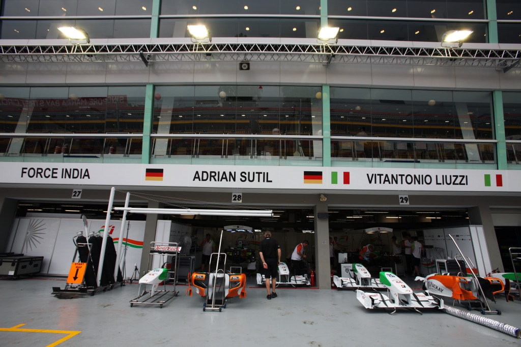 Force India garage in Singapore