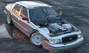Ford Crown Victoria "NASCAR Noobie" Flexes Procharged Coyote Muscle